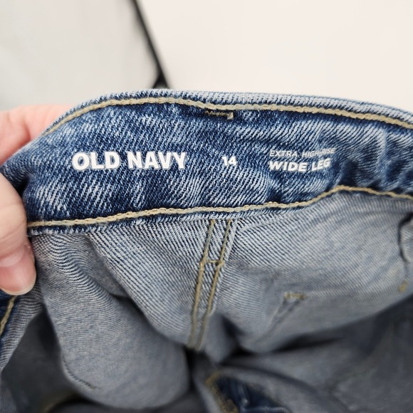 Old Navy Extra High Rise Wide Leg Jeans Womens 14 Patch Pockets Skater Grunge - Picture 5 of 8